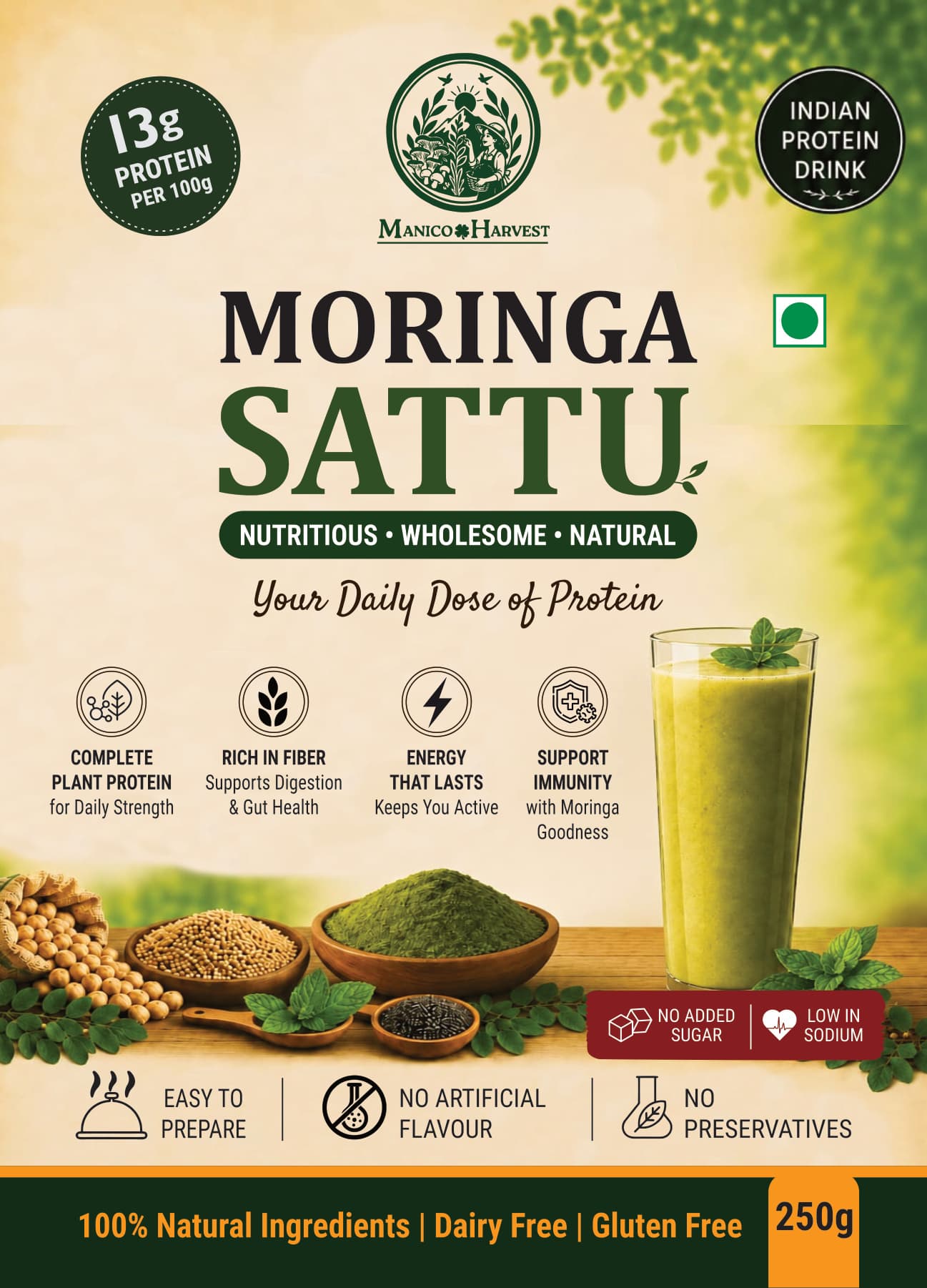 Moringa Sattu — 250g plant-based protein